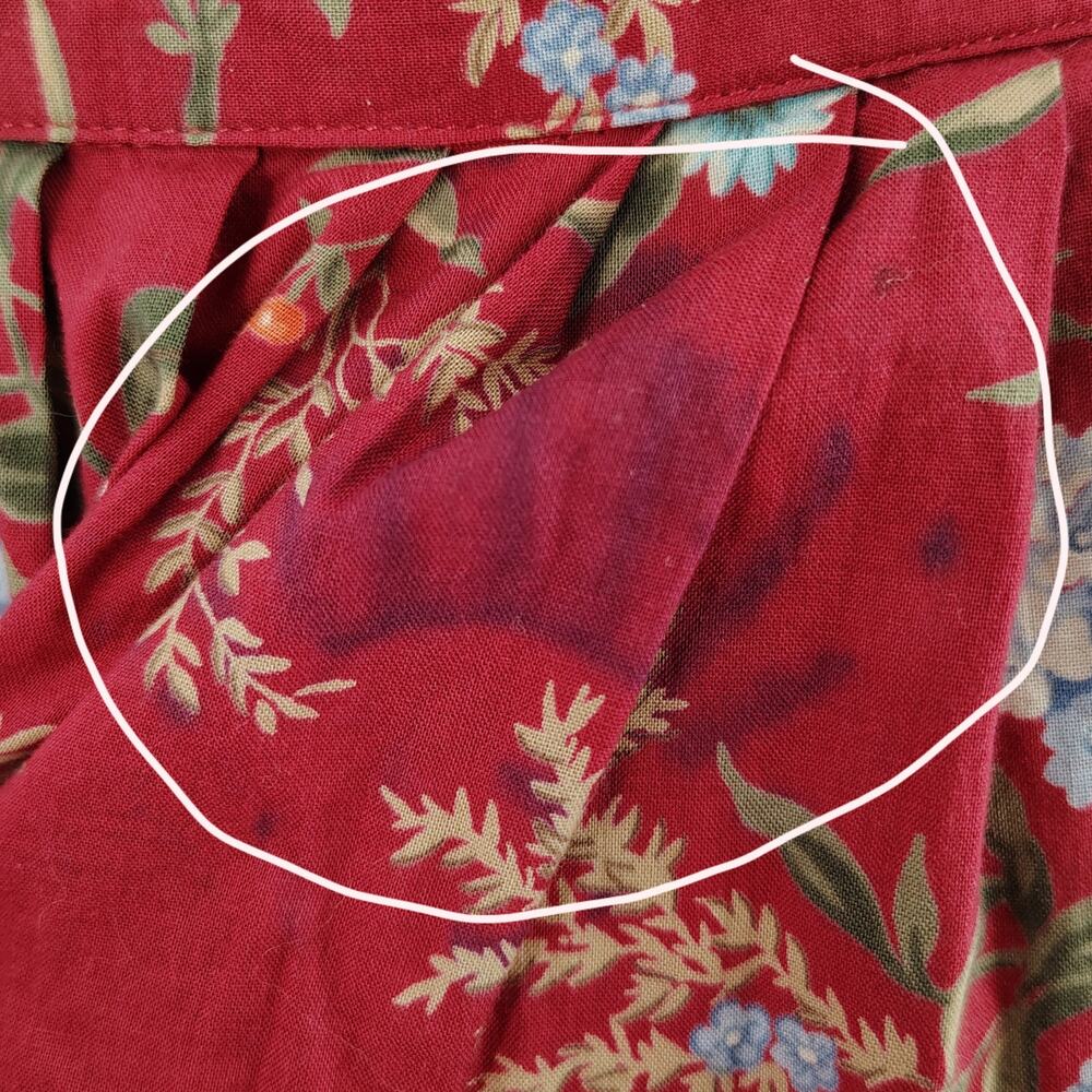 Ralph Lauren Red Floral Button Front FLAWED Midi Skirt 6 Cottagecore Prairie - Picture 14 of 14